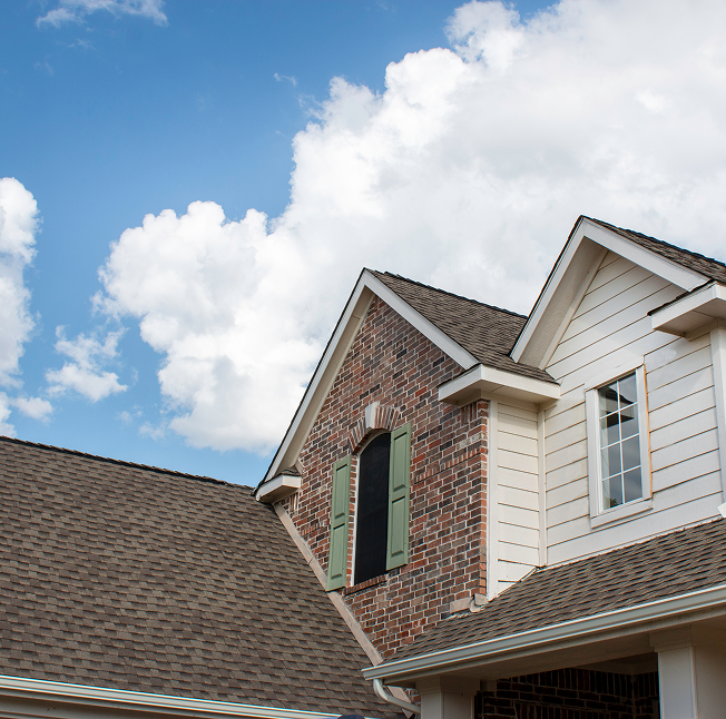Brown shingles on a roof